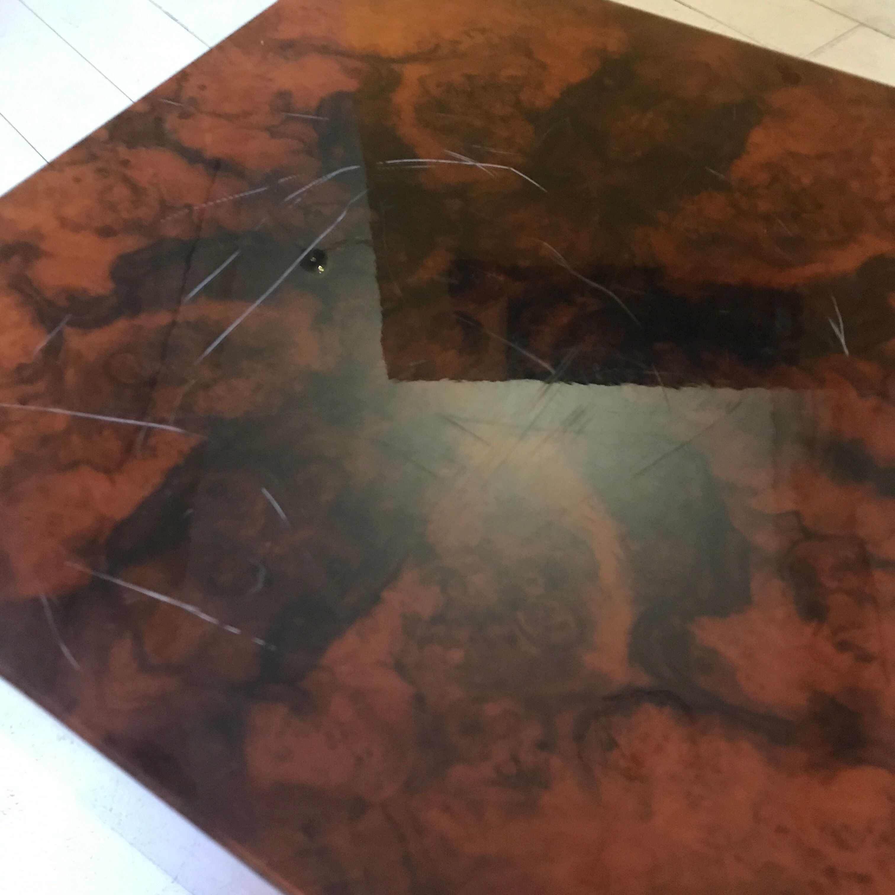 Cube, side table, sofa end, elm magnifying glass bedside table