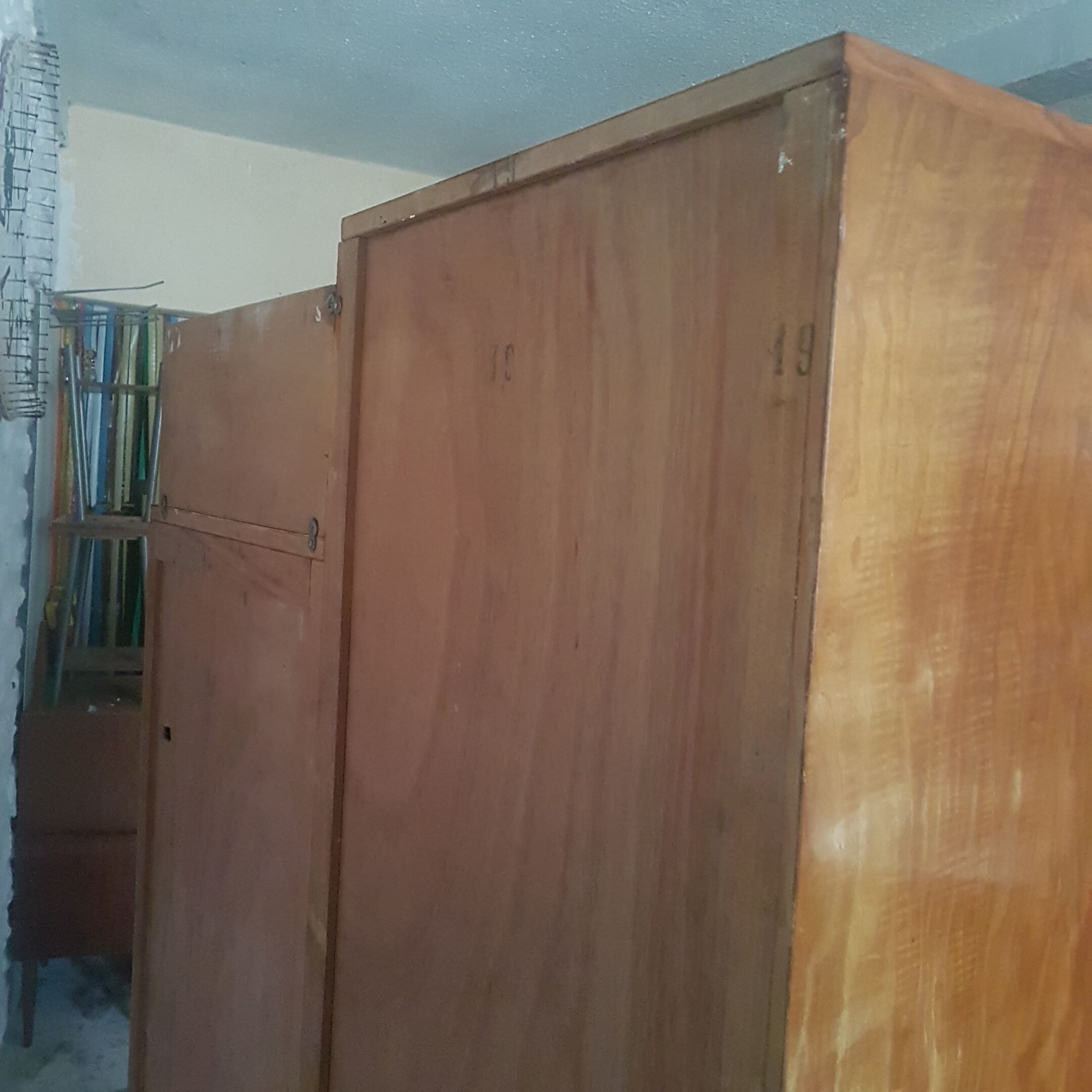 Vintage assymetrical oak cabinet