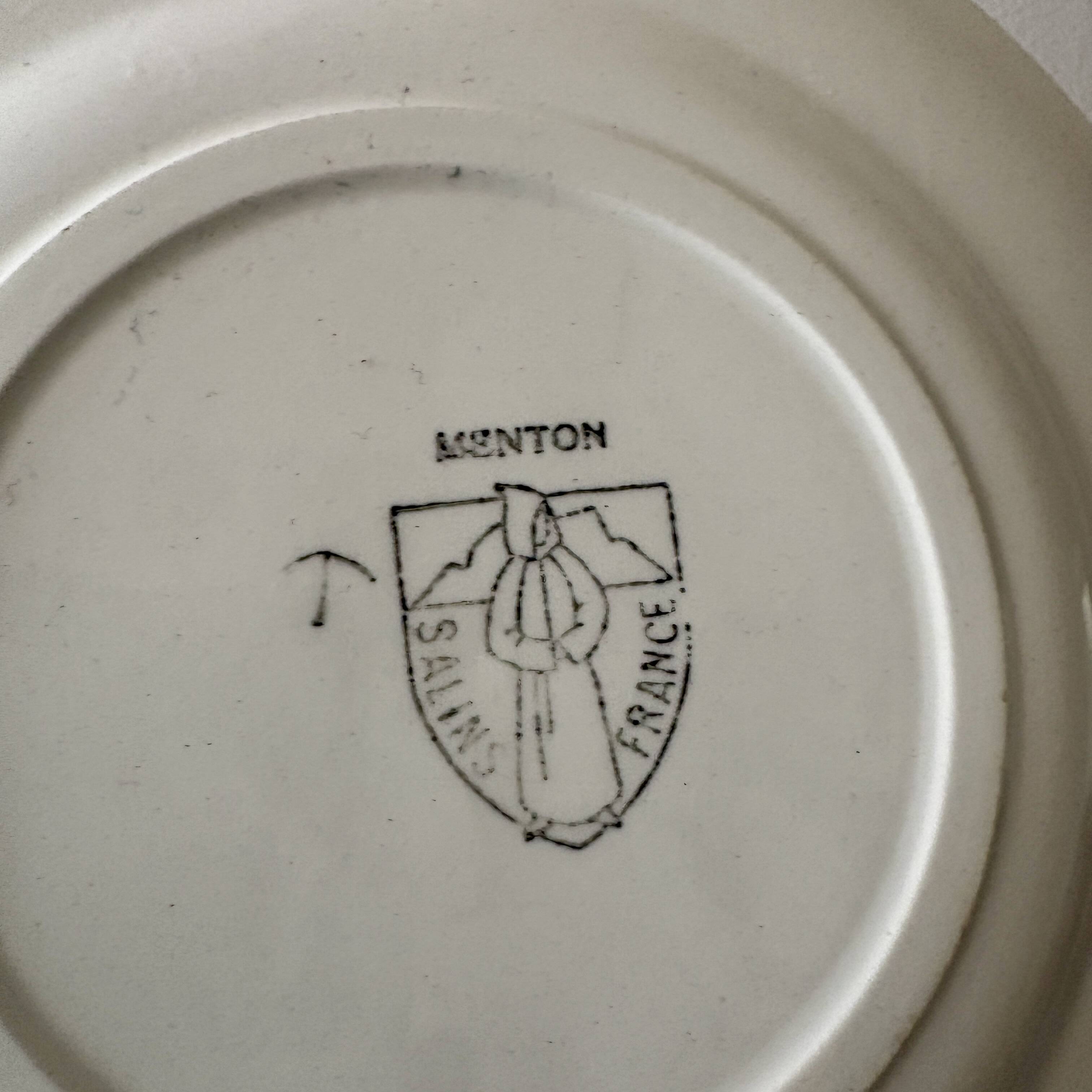 Set of 6 vintage dessert plates, Menton model by Salins