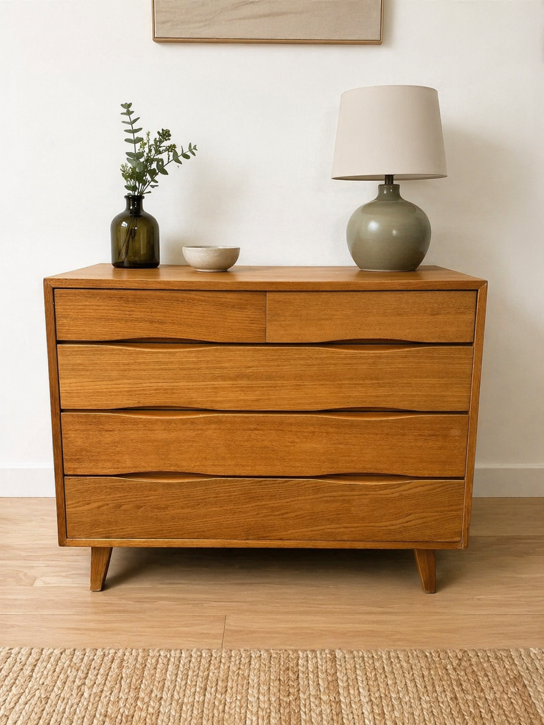 Scandinavian design chest of drawers in light teak – attributed to Arne Vodder – year