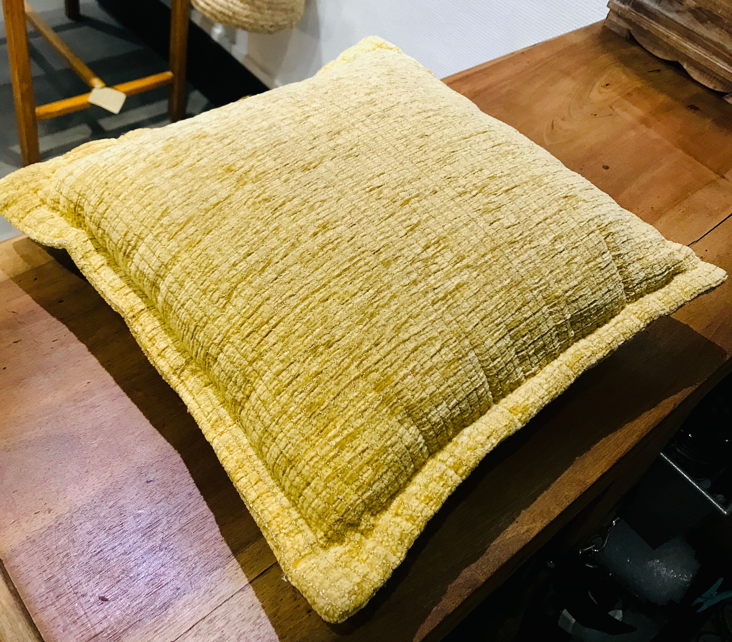 Mustard velvet cushion