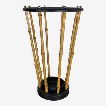 Midcentury Metal and Bamboo Auböck style Umbrella Stand, Germany, 1950s