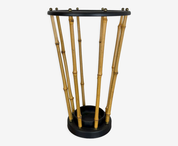 Support de parapluie de style midcentury metal and bamboo auböck, allemagne, années 1950