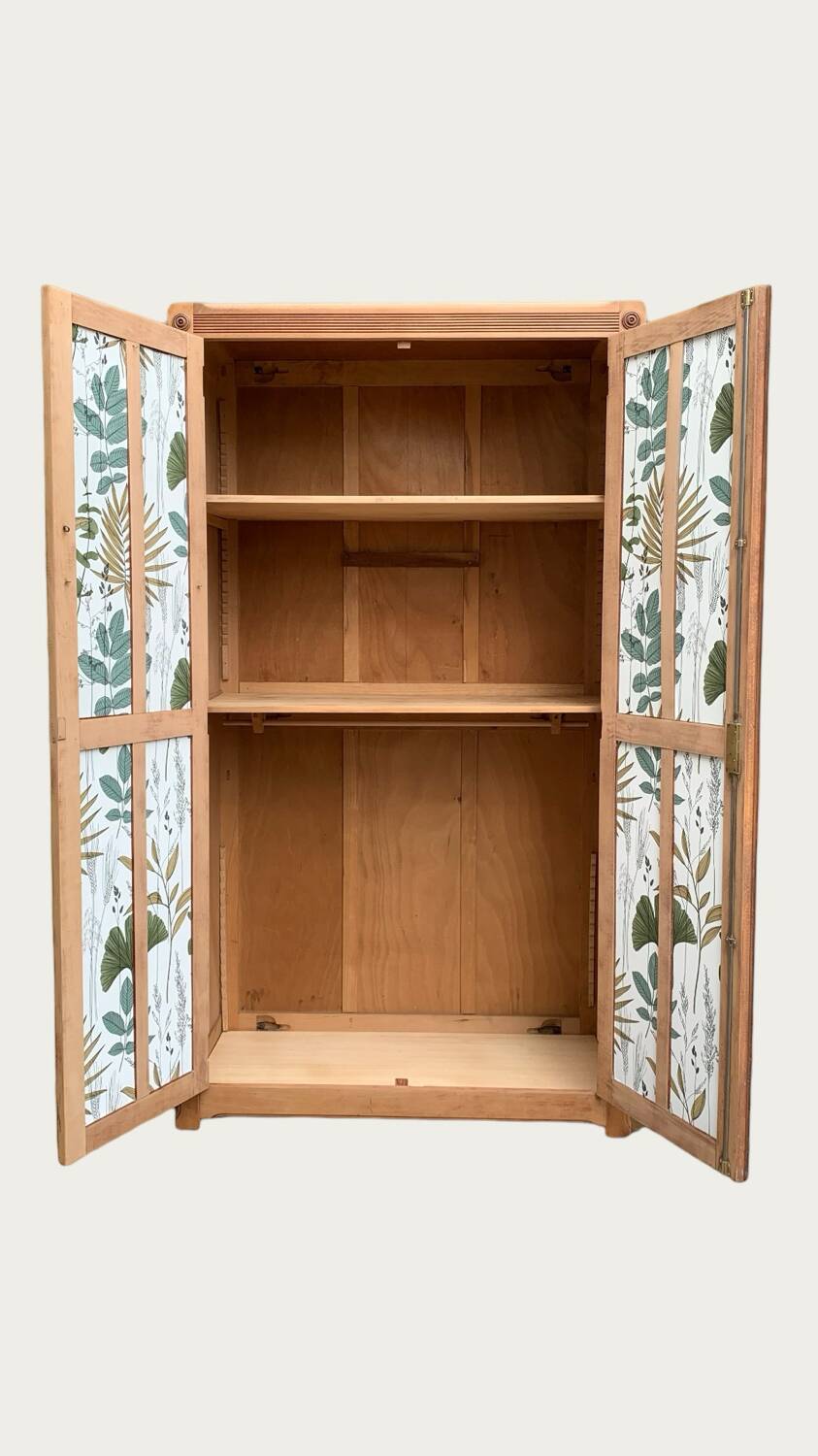 Parisian art deco wardrobe solid raw wood wardrobe