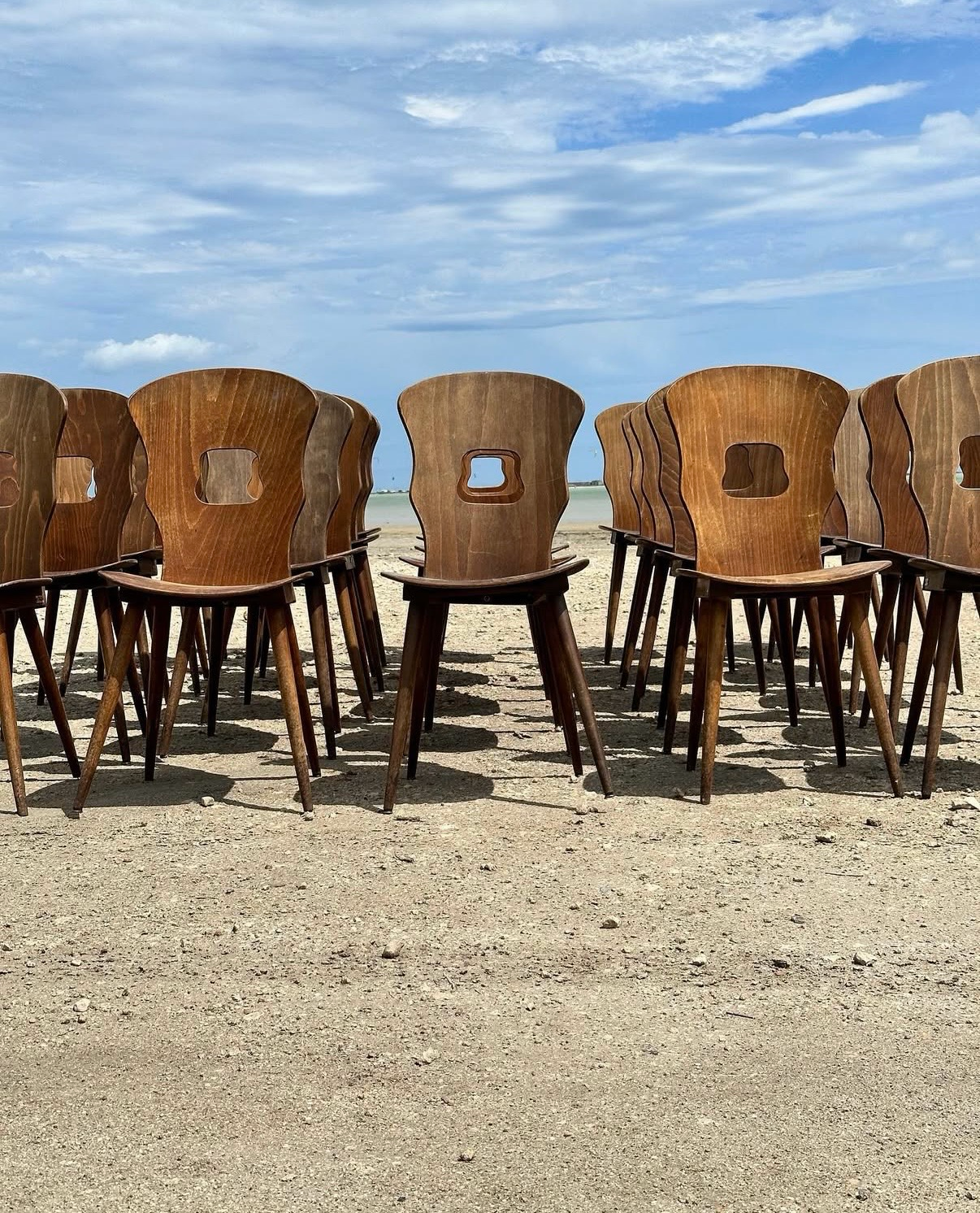 Set of wooden bistro chairs by Baumann from the 1960s.