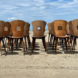 Set of wooden bistro chairs by Baumann from the 1960s.