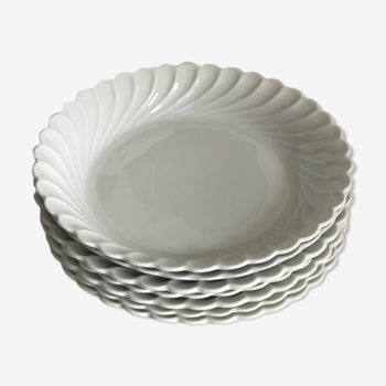 Lot de 7 assiettes creuses en porcelaine de Limoges blanc de la manufacture Haviland — modèle Torse