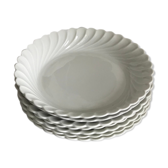 Lot de 7 assiettes creuses en porcelaine de Limoges blanc de la manufacture Haviland — modèle Torse