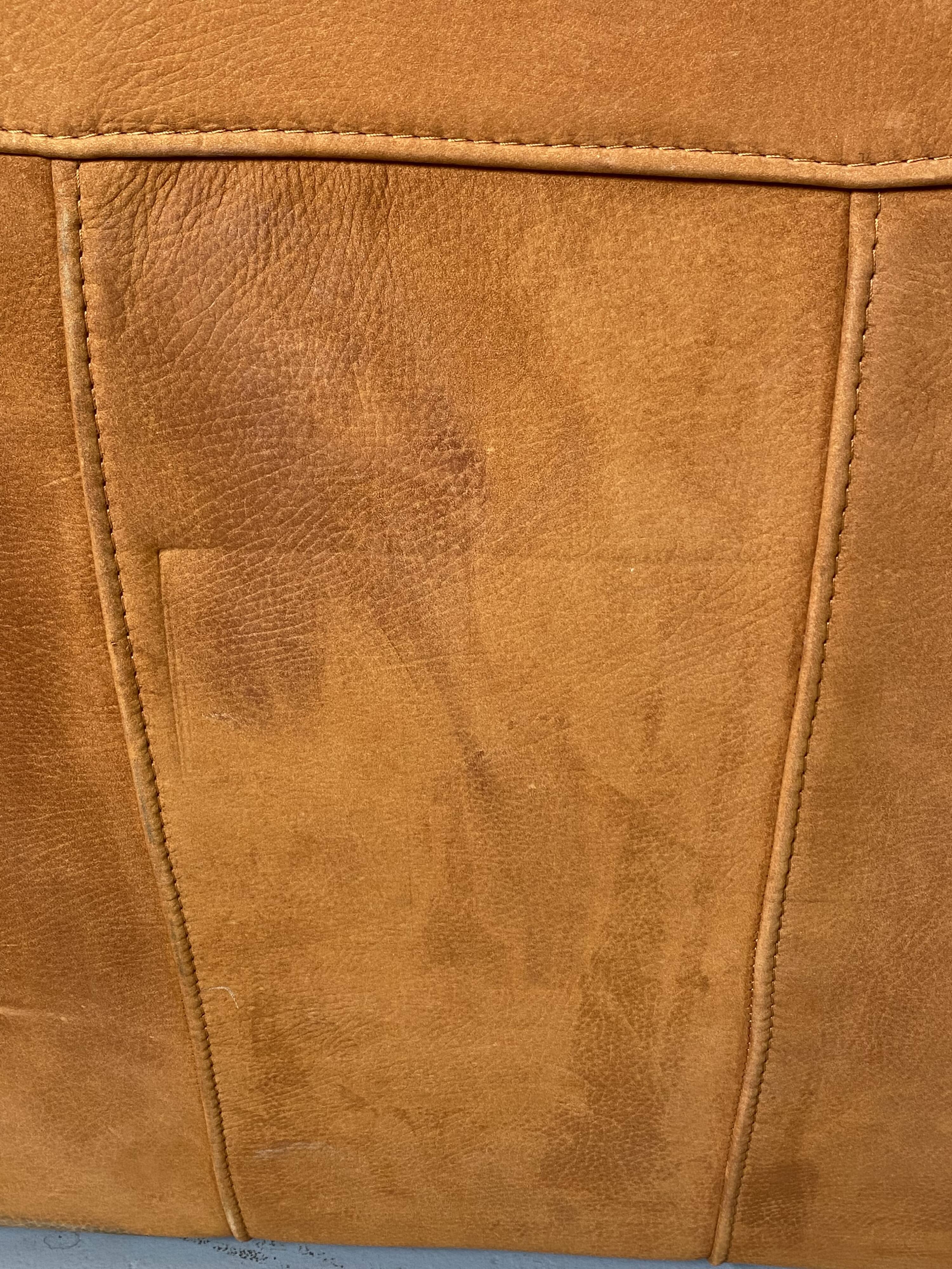 Roche-Bobois brown leather sofa