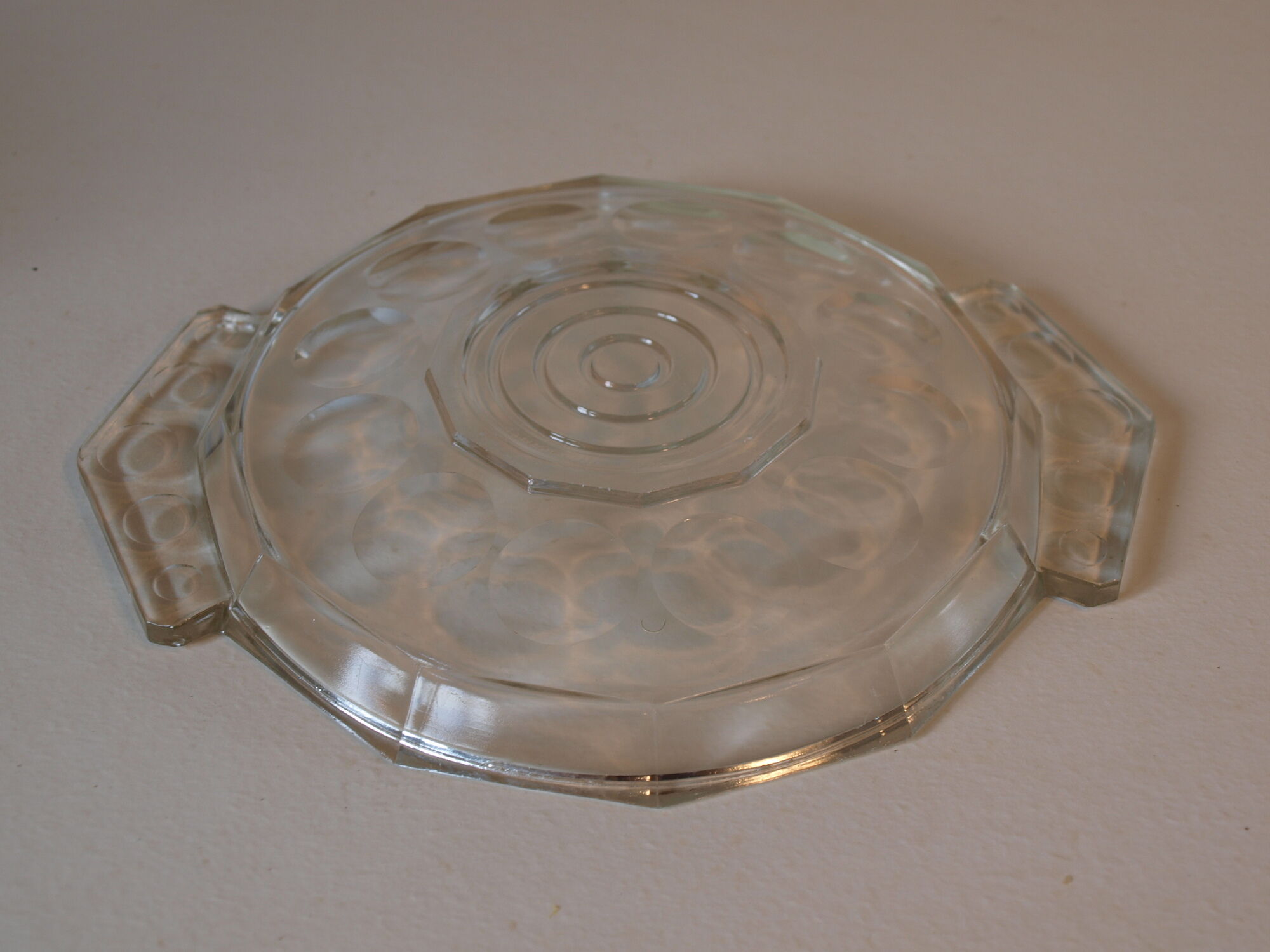 Cloche verre et plateau, art deco des années 30