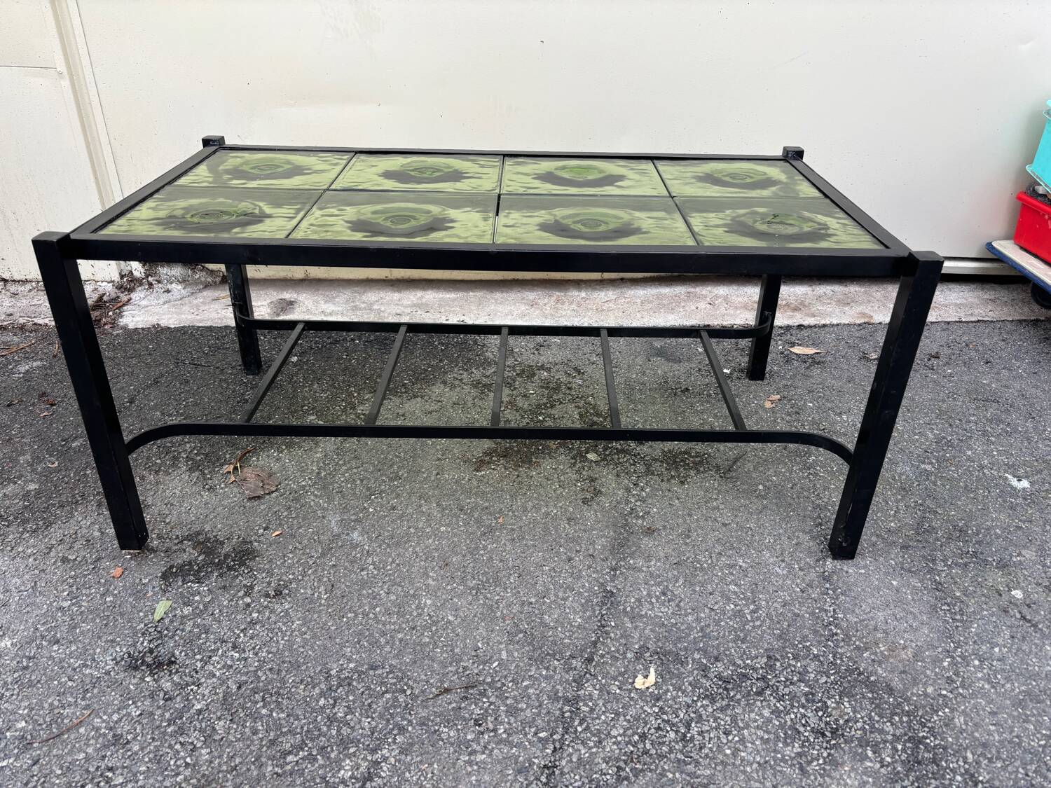 Vintage 1950s coffee table in molded glass, unique design