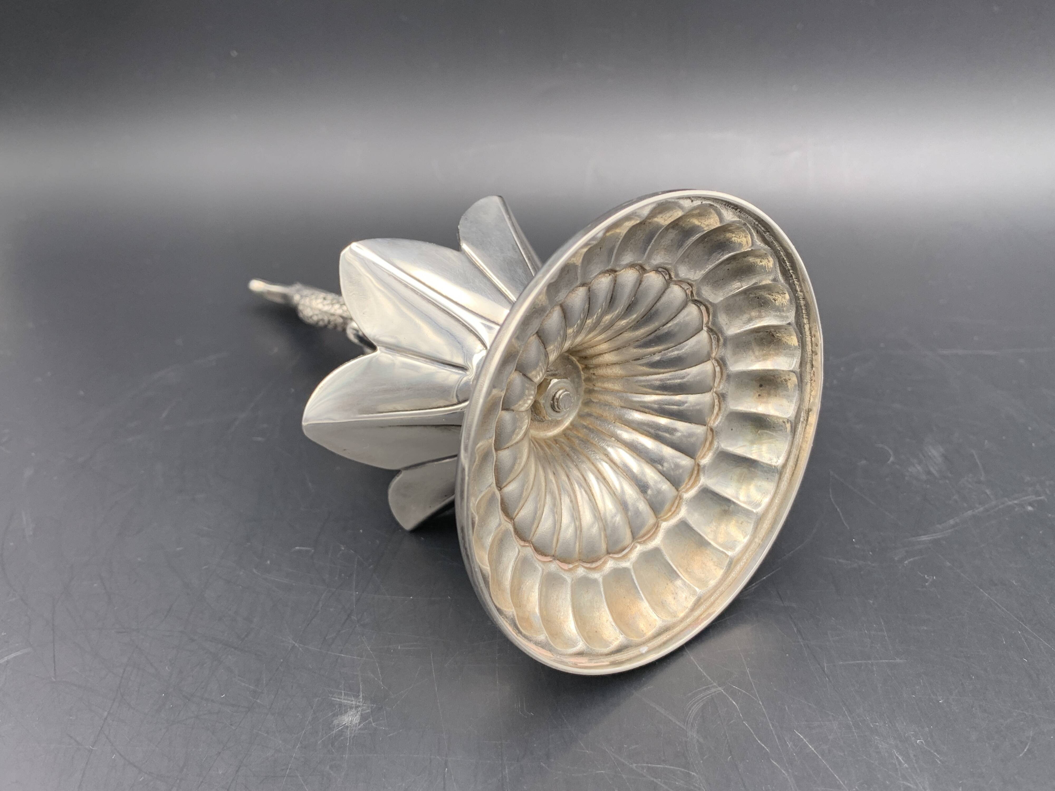 Fleuron - Christofle - Vintage caviar spoon display "Flower of Poseidon" in silver metal