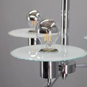 Art Deco chrome and sandblasted glass chandelier, Czechoslovakia, 1940s