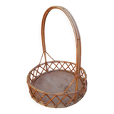 60s rattan hanging planter