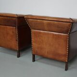 Vintage Dutch Club Chair in Cognac Leather, Set of 2
