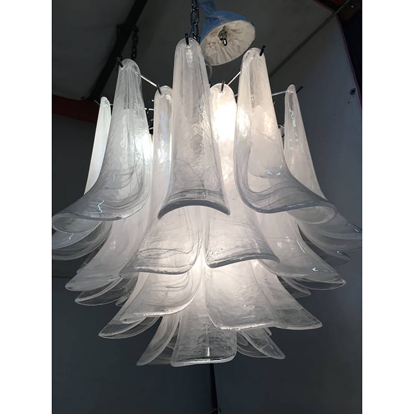 Murano Glass Sputnik Chandelier With Alabaster Italian Glass