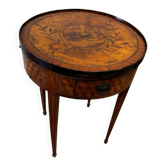 Table bouillotte/table jeu de Style Louis XVI en marqueterie vers 1900