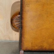 Mustang Leather Art Deco Style Sofa Fully Restored