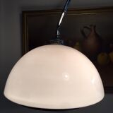 Vintage lamppost arc bamboo chrome and opaline 1970