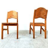Vintage pine wood dining chairs - 1970s