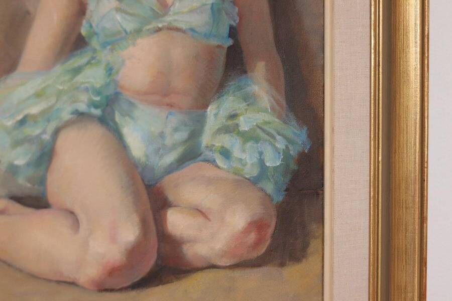 Huile sur toile originale française – « Portrait de femme » par Philippe de Rougemont – vintage et encadrée – 72,5 × 64 cm (28,5" × 25,2")