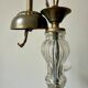 Vintage brass and glass three-branch chandelier
