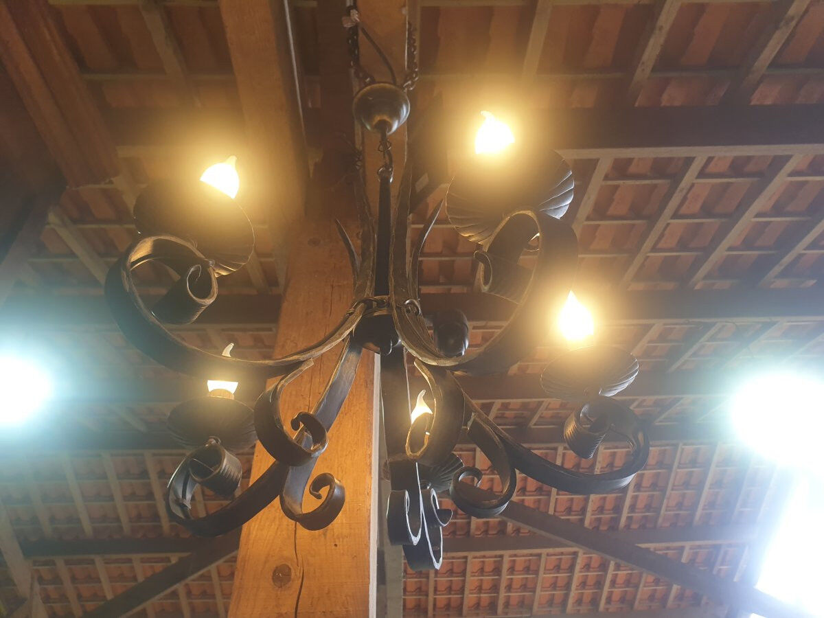 Lustre fer forgé 5 lampes - XXè
