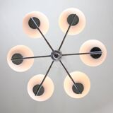 Lustre vintage en chrome et opaline, italie, 1970s