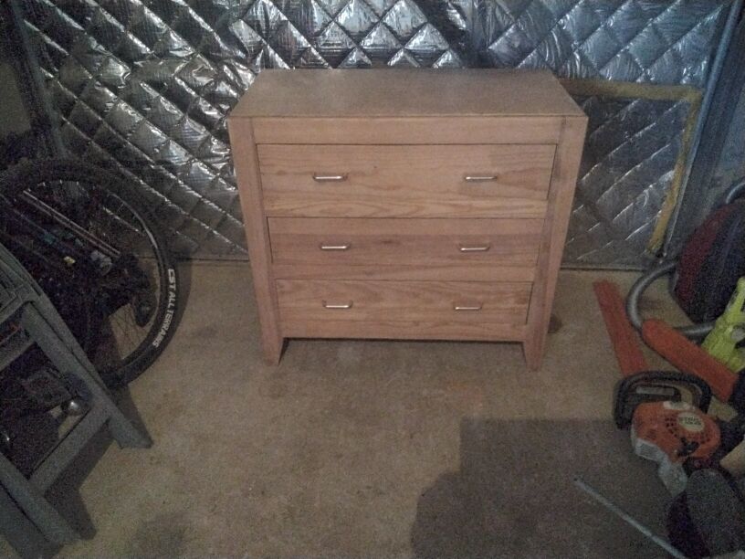 Sanded wooden chest of drawers