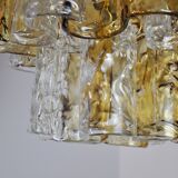 Two-tone chandelier by Zero Quattro, orange and transparent murano glass, Italy, 1970