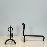 Pair of modernist wrought iron fire dogs