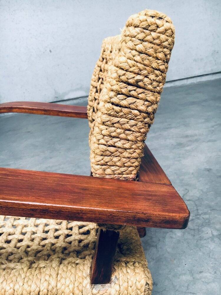 Rope Lounge Chair by Adrien Audoux & Frida Minet for Vibo Vesoul, France, 1940s