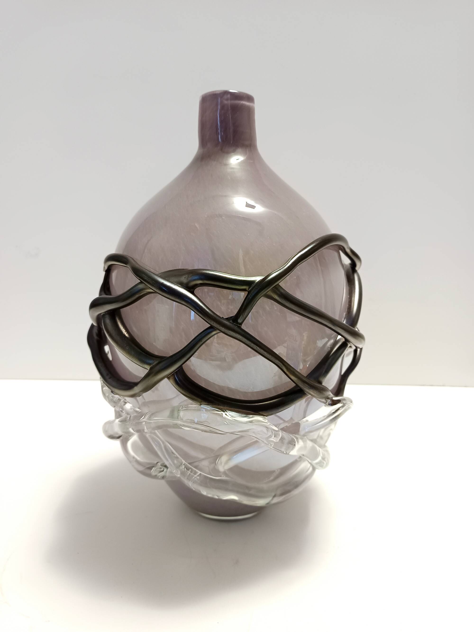 Lilac and Black Iridescent Murano Glass Vase by Sergio Costantini, Italy 19