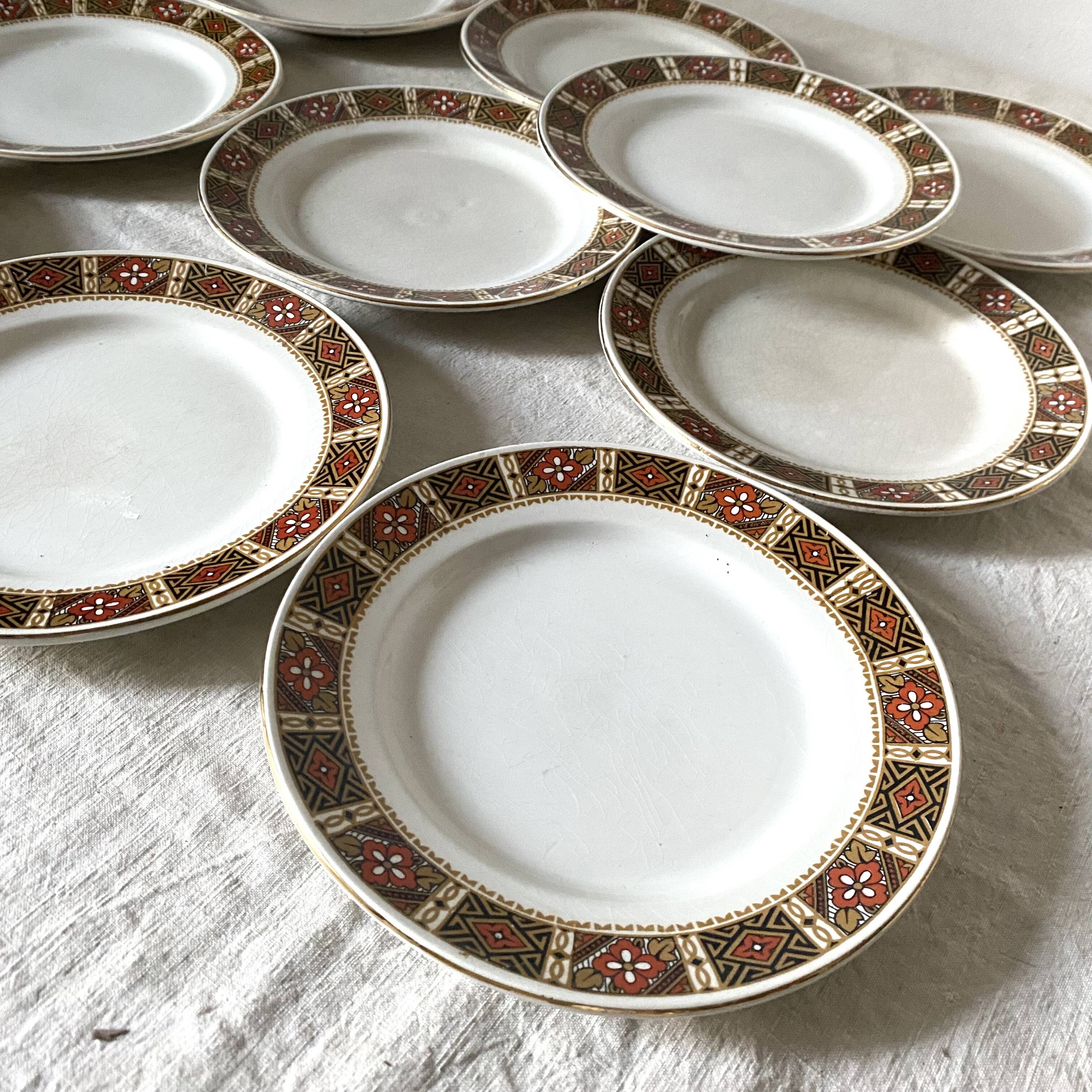 Luneville dessert plates with ethnic decor