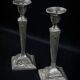 Pair of Neoclassical Victorian Silver Plated Candlesticks