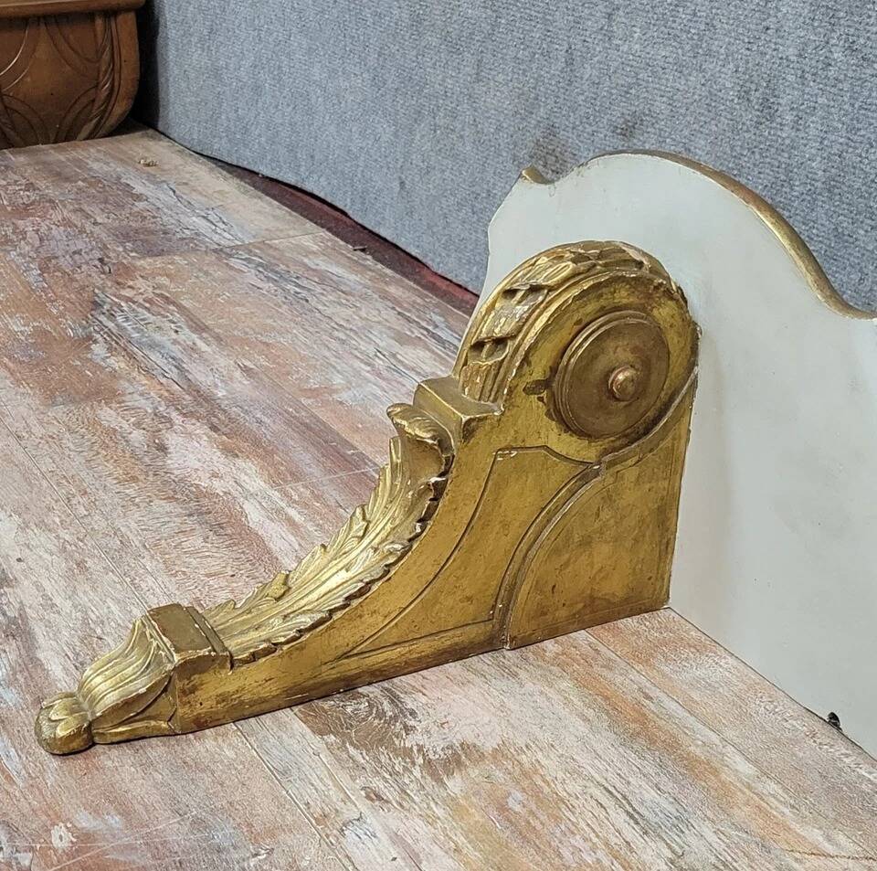 Pair of Louis XV style wall consoles in gilded wood