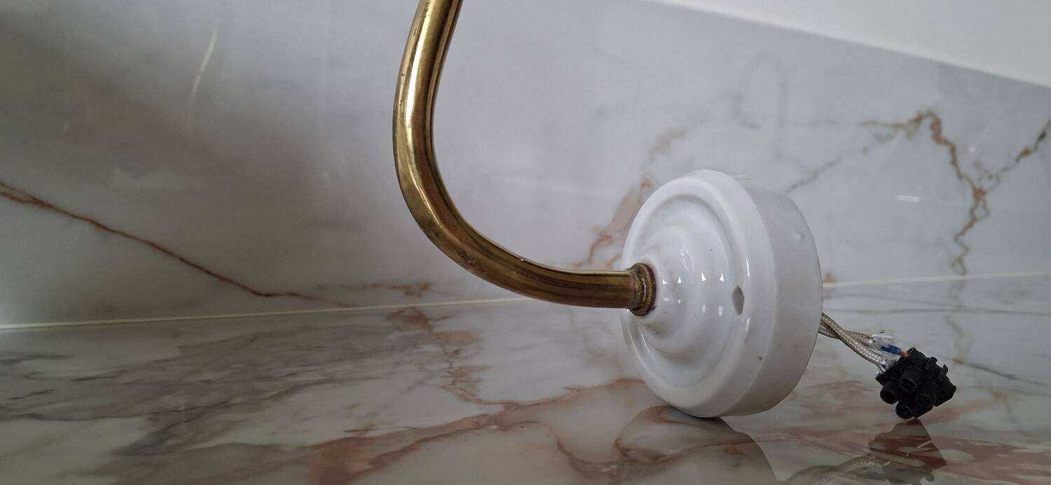 Brass and opaline wall light