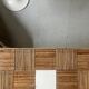 Large Audoux style coffee table in bamboo, rattan & ceramic, France 60