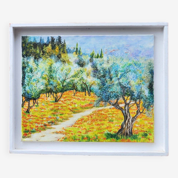The Olive Trees Suzette Oil Painting on Canvas of Springtime Trees