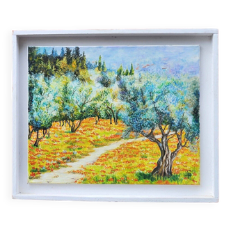 The Olive Trees Suzette Oil Painting on Canvas of Springtime Trees