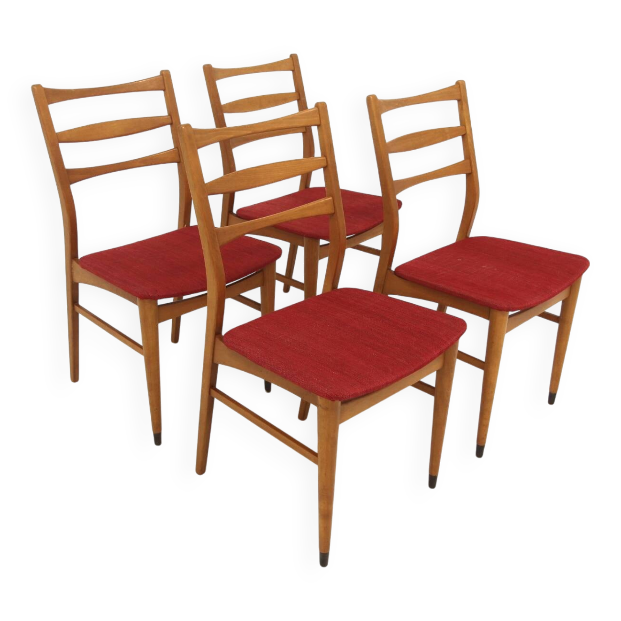 Set of 4 Scandinavian beech chairs, Sweden, 1960