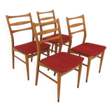 Set of 4 Scandinavian beech chairs, Sweden, 1960