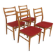 Set of 4 Scandinavian beech chairs, Sweden, 1960