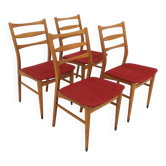 Set de 4 chaises scandinave en hêtre, Suède, 1960