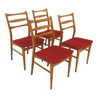 Set of 4 Scandinavian beech chairs, Sweden, 1960