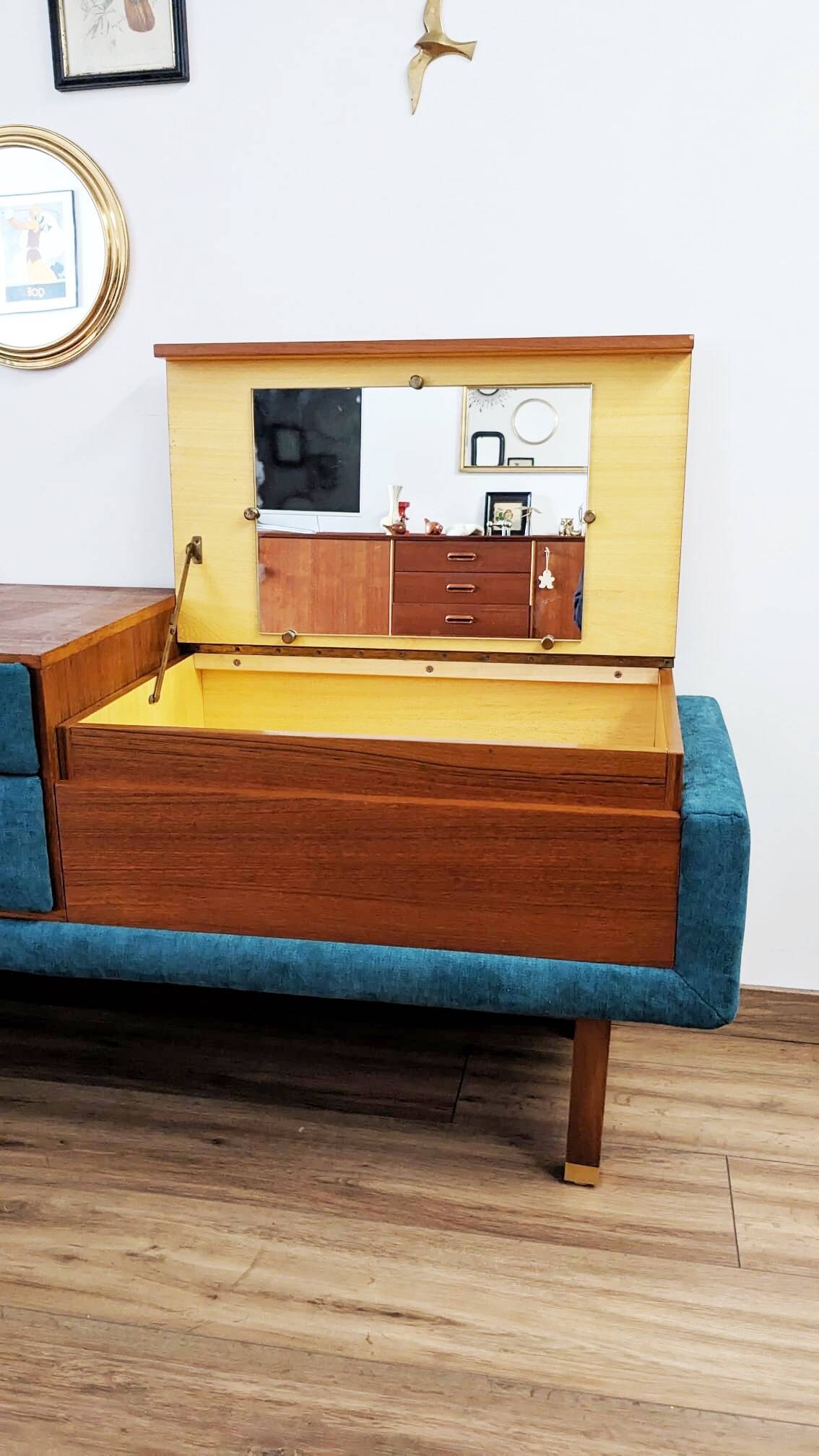 Teak and Brass Dressing Table Roger Landault