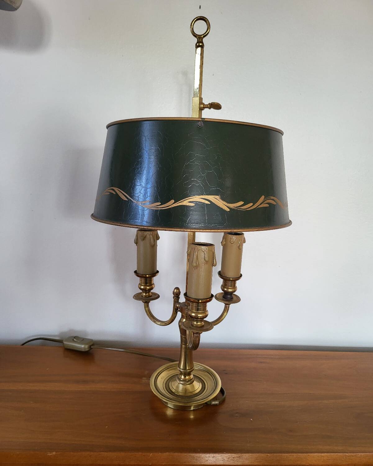 Antique Empire Style Bouillotte Lamp in brass and tin