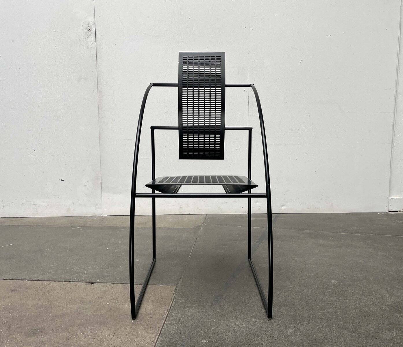 Postmodern black Quinta chair in perforated metal by Mario Botta for Alias, 1980s.