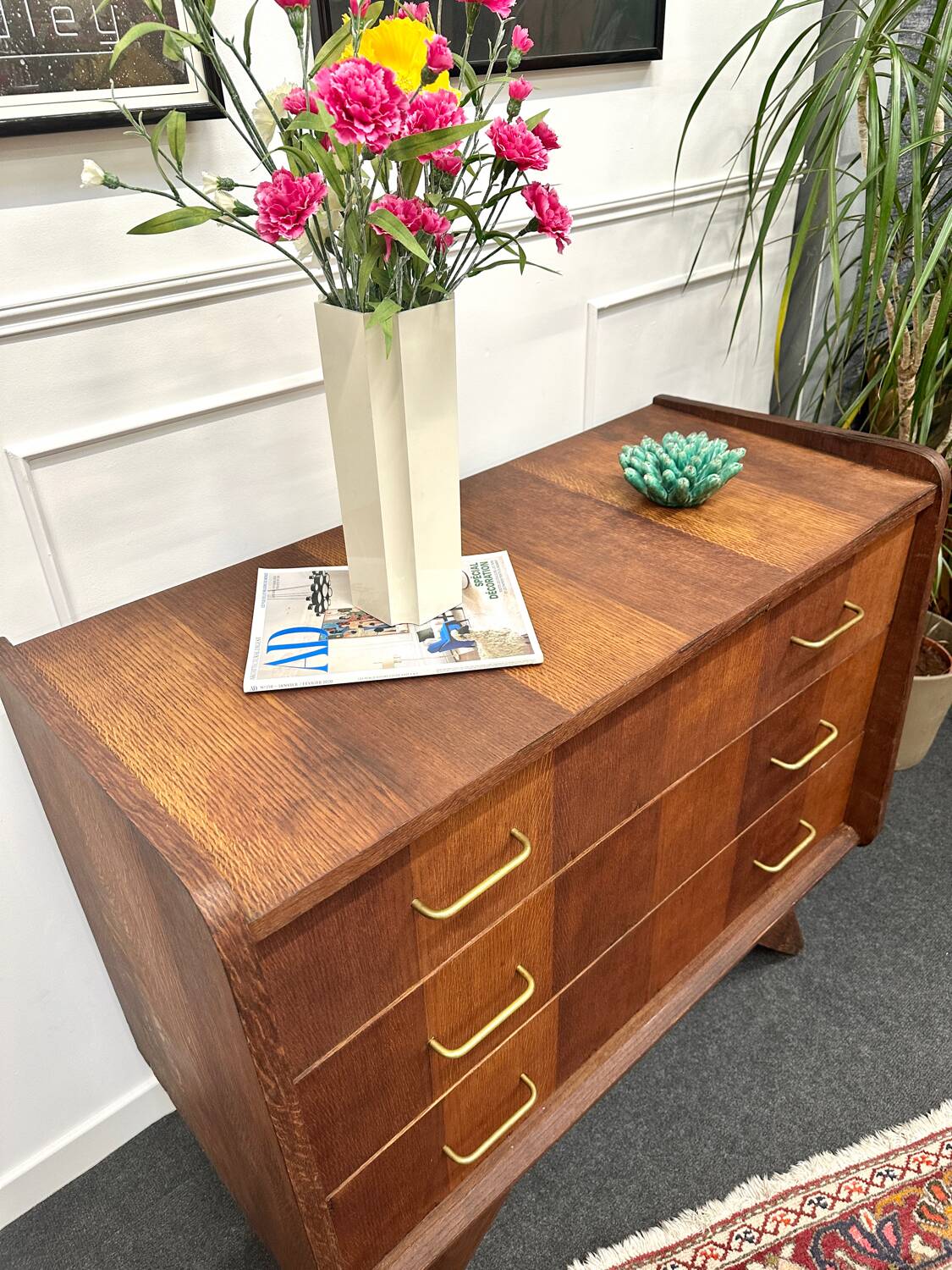 Vintage chest of drawers with compass feet
