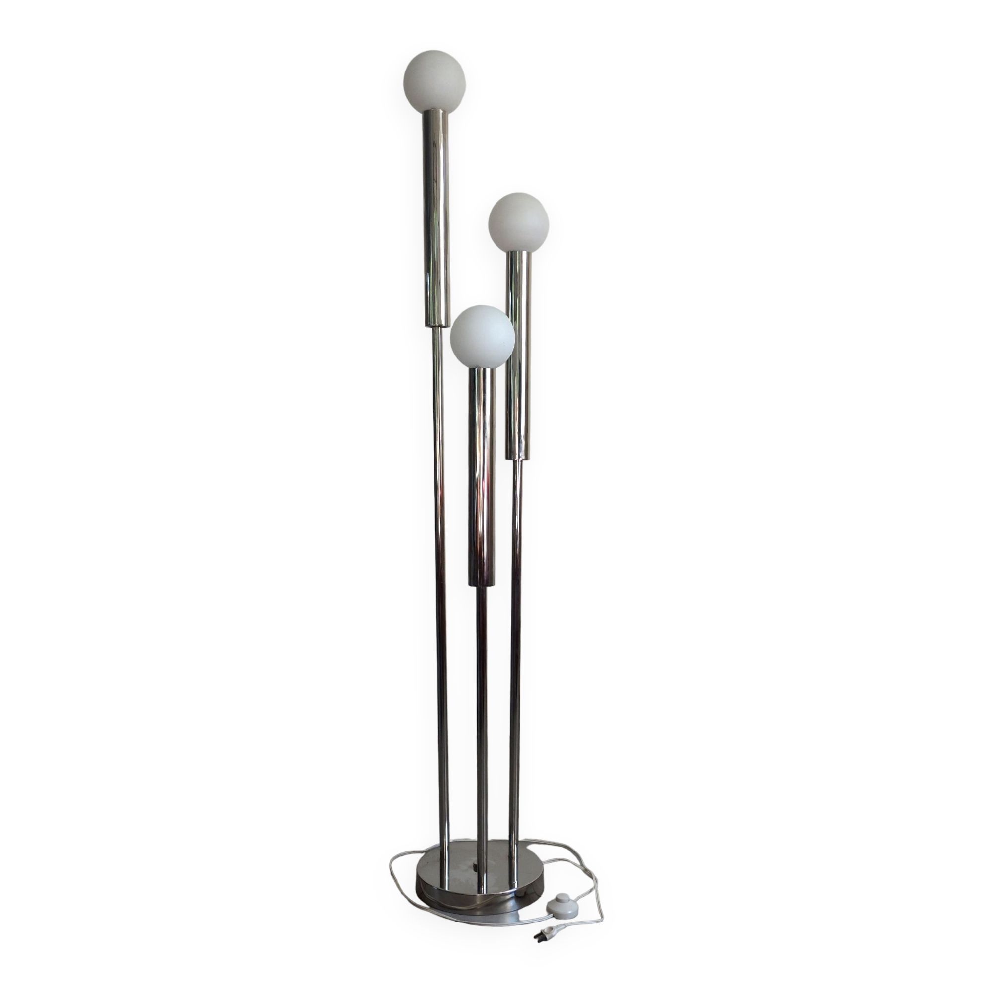 Space Age floor lamp vntage glass and chromed metal, 1970s